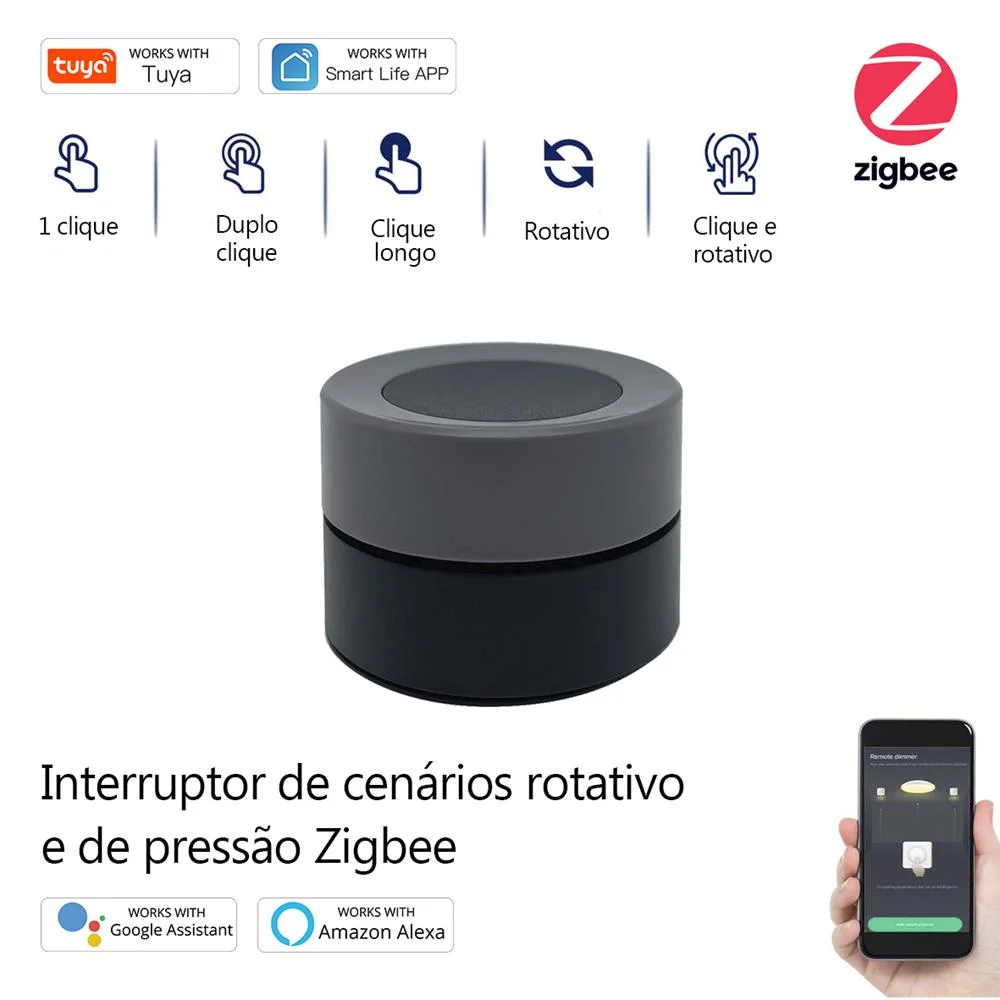 Interruptor de cen&aacute;rios rotativo e de press&atilde;o Zigb
