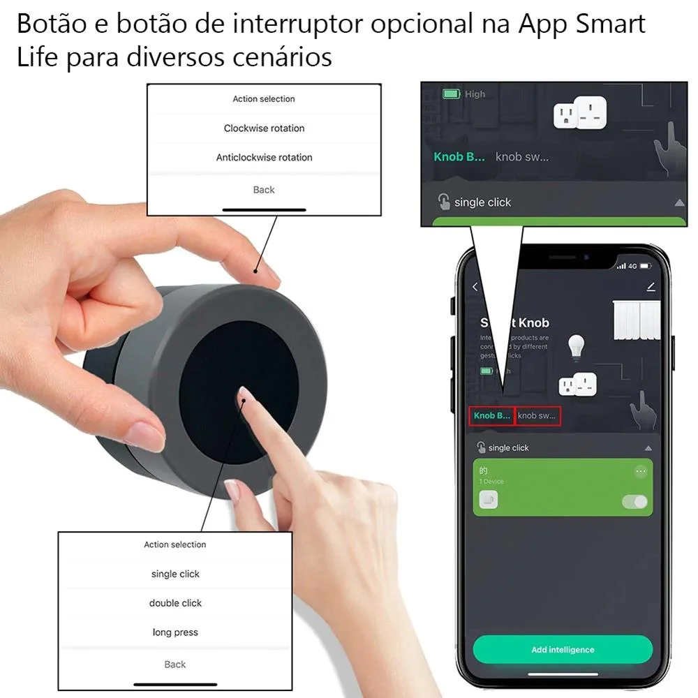 Interruptor de cen&aacute;rios rotativo e de press&atilde;o Zigb