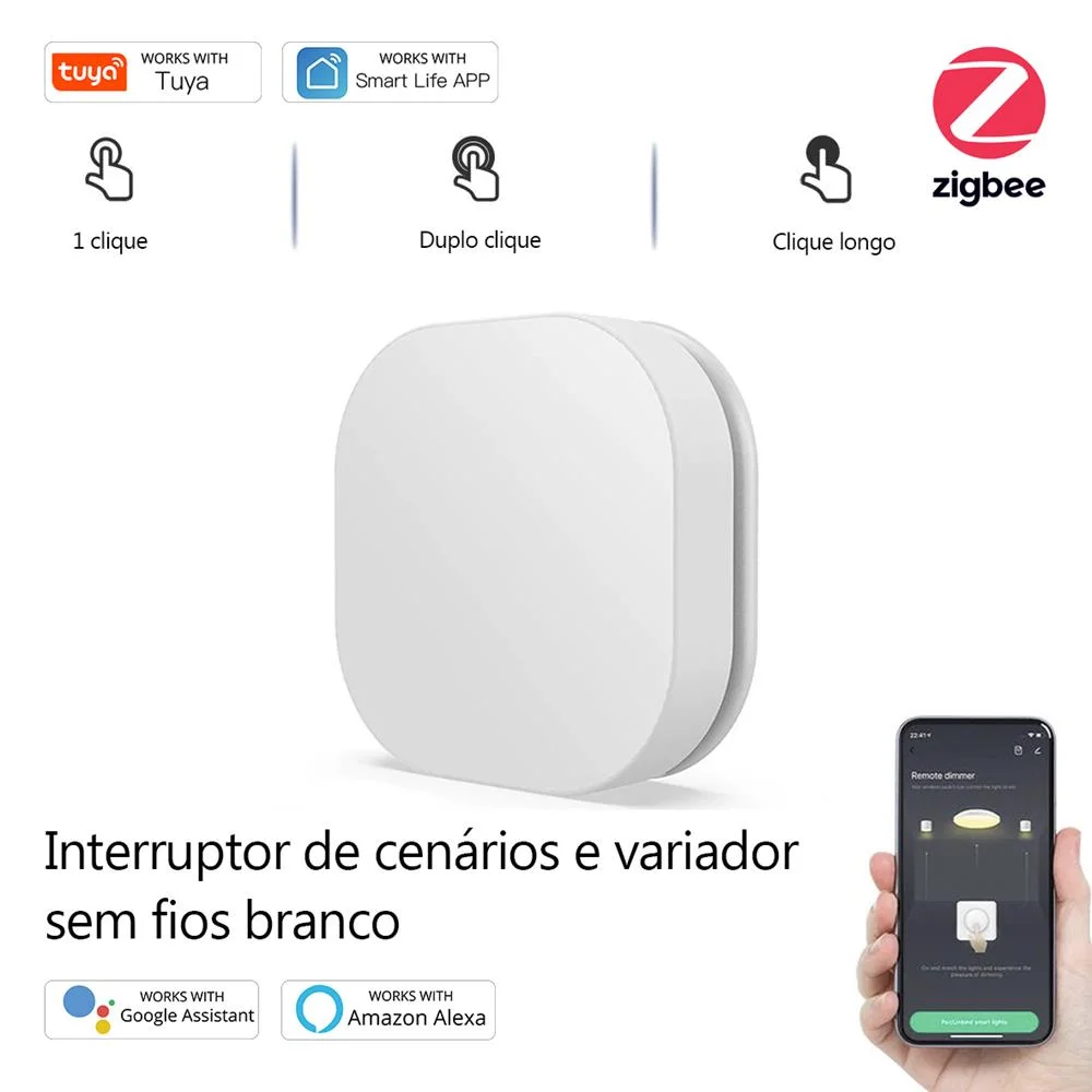 Interruptor de cen&aacute;rios rotativo e de press&atilde;o Zigb