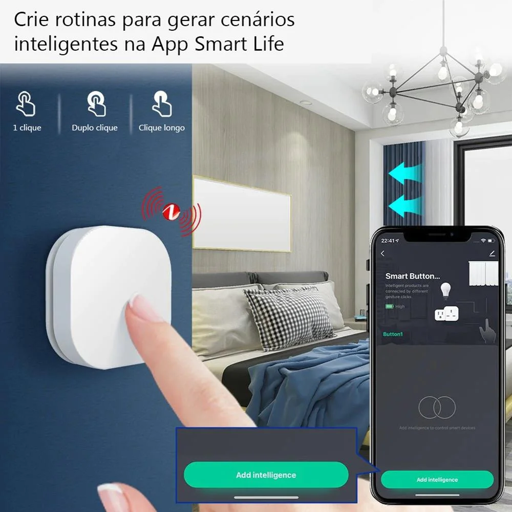 Interruptor de cen&aacute;rios rotativo e de press&atilde;o Zigb