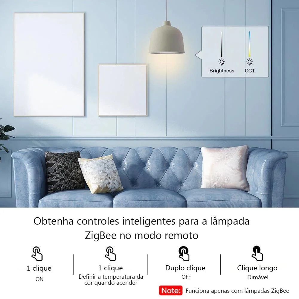 Interruptor de cen&aacute;rios rotativo e de press&atilde;o Zigb