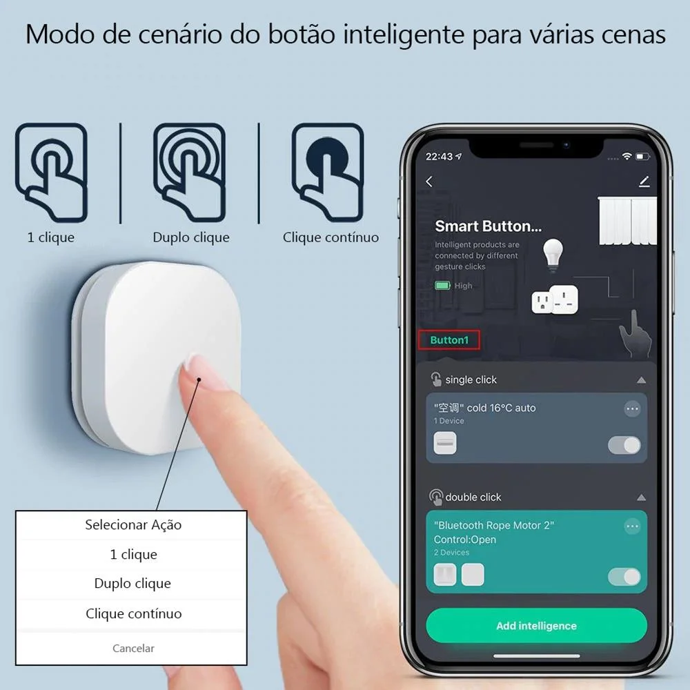 Interruptor de cen&aacute;rios rotativo e de press&atilde;o Zigb