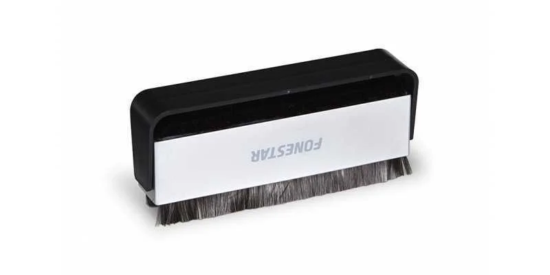 Escova de Fibras de Carbono e Veludo para Limpar Discos de Vinil.
