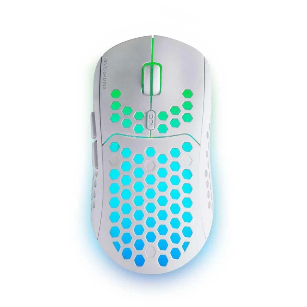 Rato Mars Gaming Mmw3 Wireless Mouse, 79g Ultra-Ligh, Rechargeable Battery, White