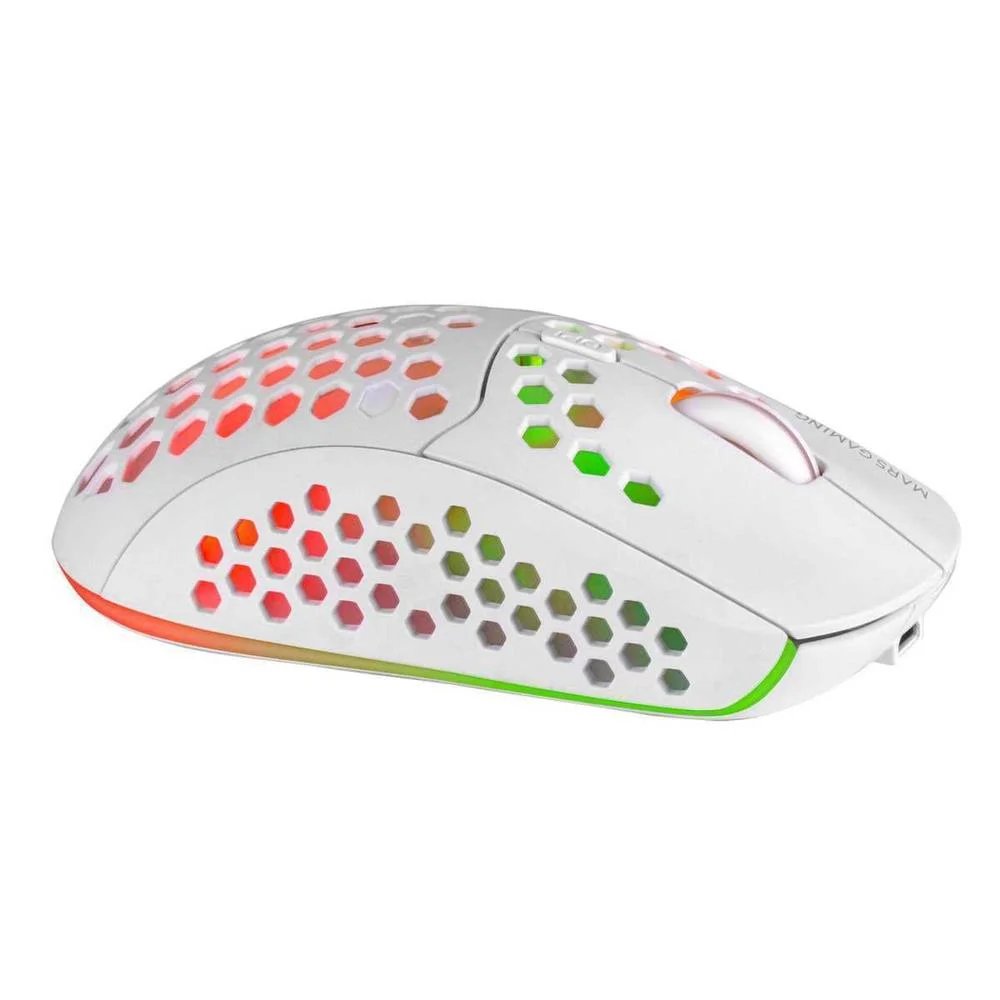 Rato Mars Gaming Mmw3 Wireless Mouse, 79g Ultra-Ligh, Rechargeable Battery, White