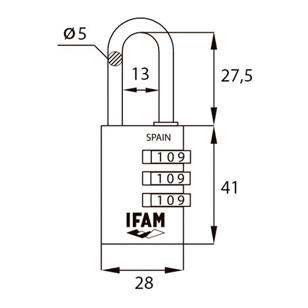Cadeado Col Combi30 Preto 30mm. A&ccedil;o &Oslash;5mm. com Combina&ccedil;&atilde;o Ifam