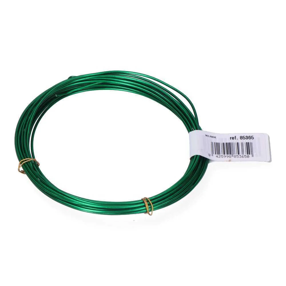 Pack 1un Rolo de Arame de Alum&iacute;nio 1,5mm 5m Verde