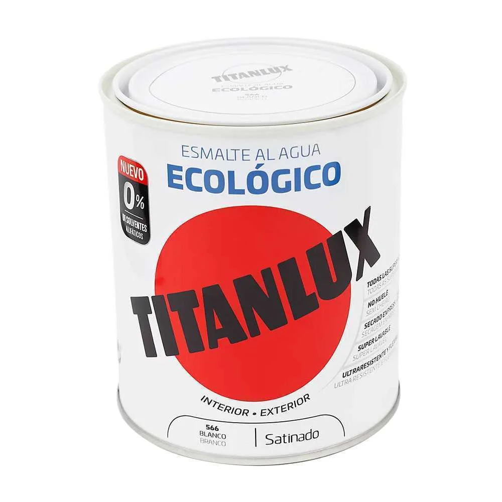 Esmalte Ecol&oacute;gico &agrave; Base de &Aacute;gua Acetinado Branco 750ml Titanlux 01t056634