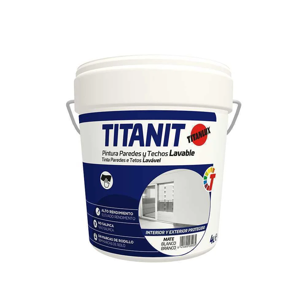 Tinta para paredes e tetos lav&aacute;vel titanit mate b.