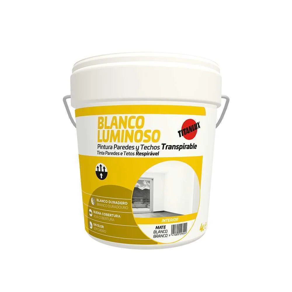 Tinta Paredes e Tetos Branco Luminoso Mate 4l Interior Titan 03h000104
