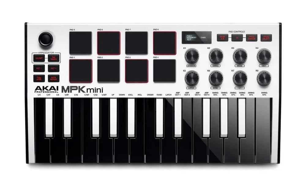 Akai Mpk Mini Mk3 Control Keyboard Pad Controller Midi Usb Black  White