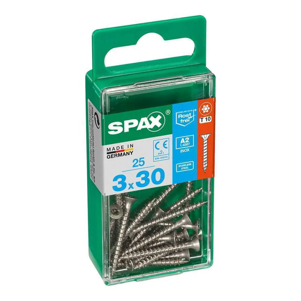 Caixa 25un Parafuso Madeira Spax Cab. Plana Inox .