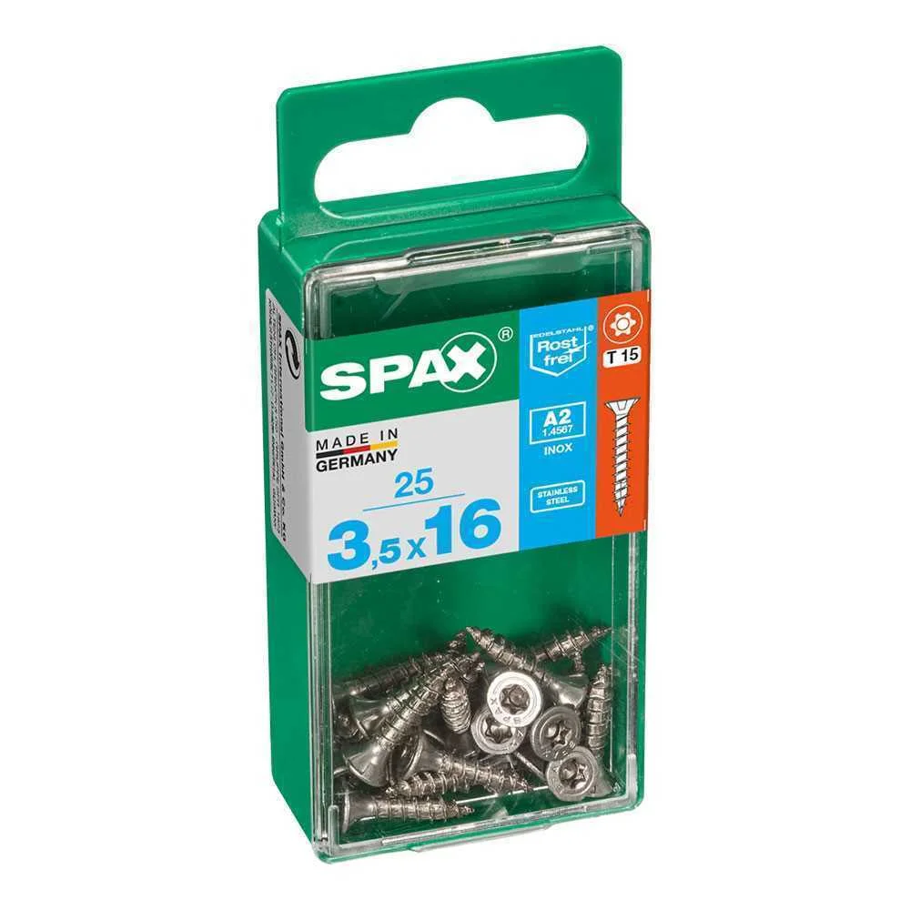 Caixa 25un Parafuso Madeira Spax Cab. Plana Inox .