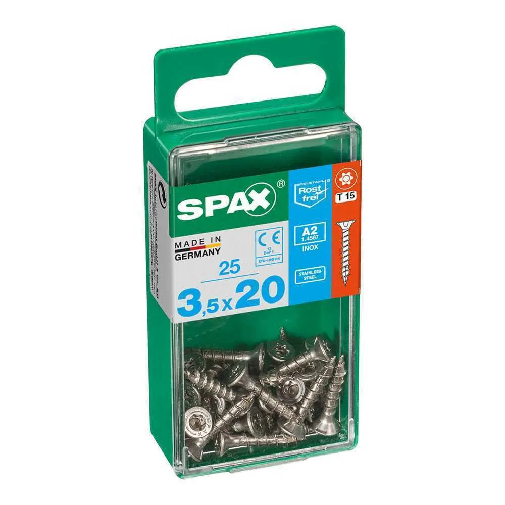 Caixa 25un Parafuso Madeira Spax Cab. Plana Inox .