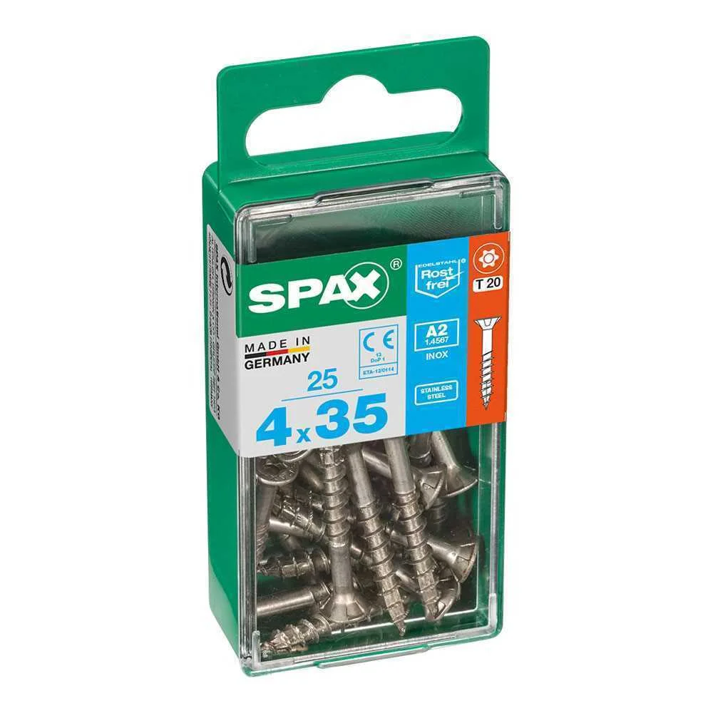 Caixa 25un Parafuso Madeira Spax Cab. Plana Inox .