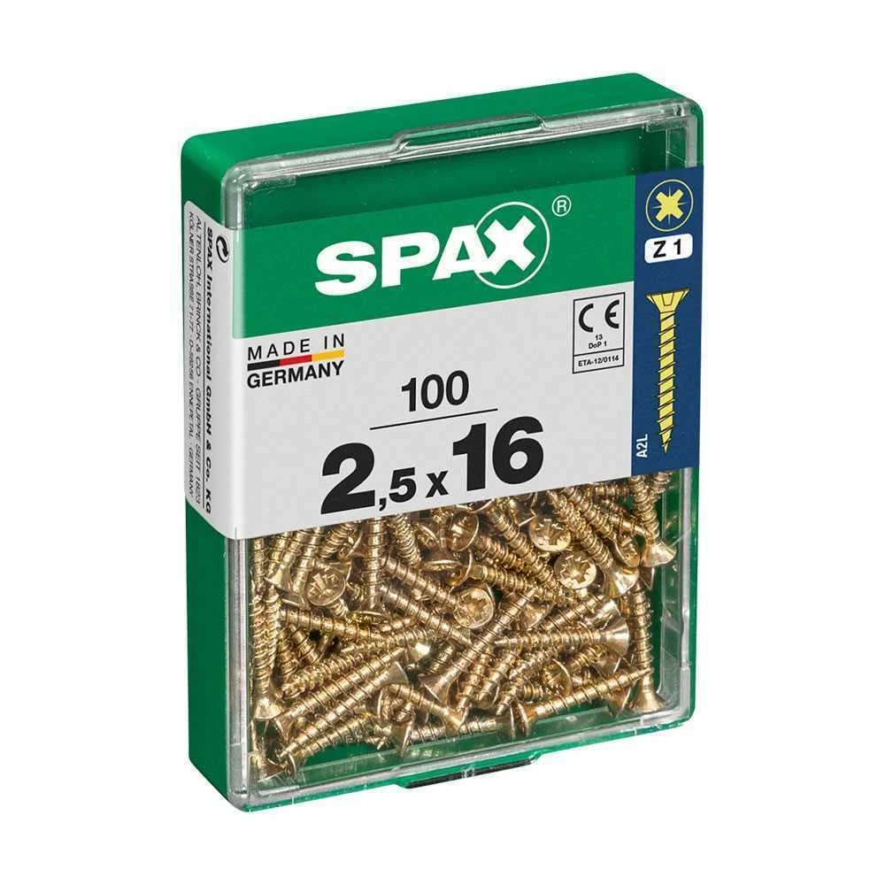 Caixa 100 Unid. Parafuso Madeira Spax Cabeza Plana Yellox 2,5x16mm Spax