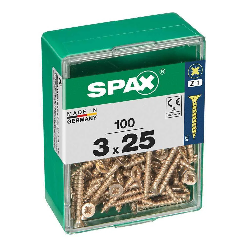 Caixa 100un Parafuso Madeira Spax Cab. Plana Yell.
