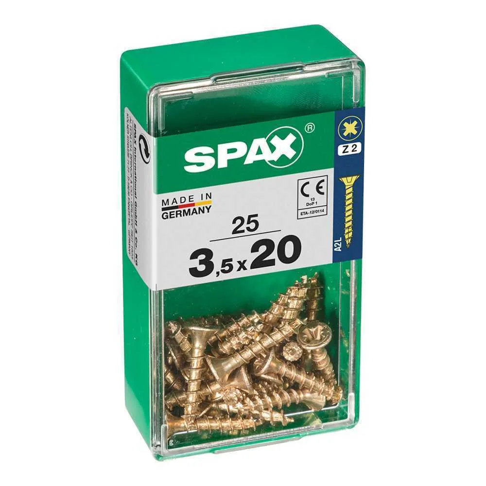 Caixa 25un Parafuso Madeira Spax Cab. Plana Yello.