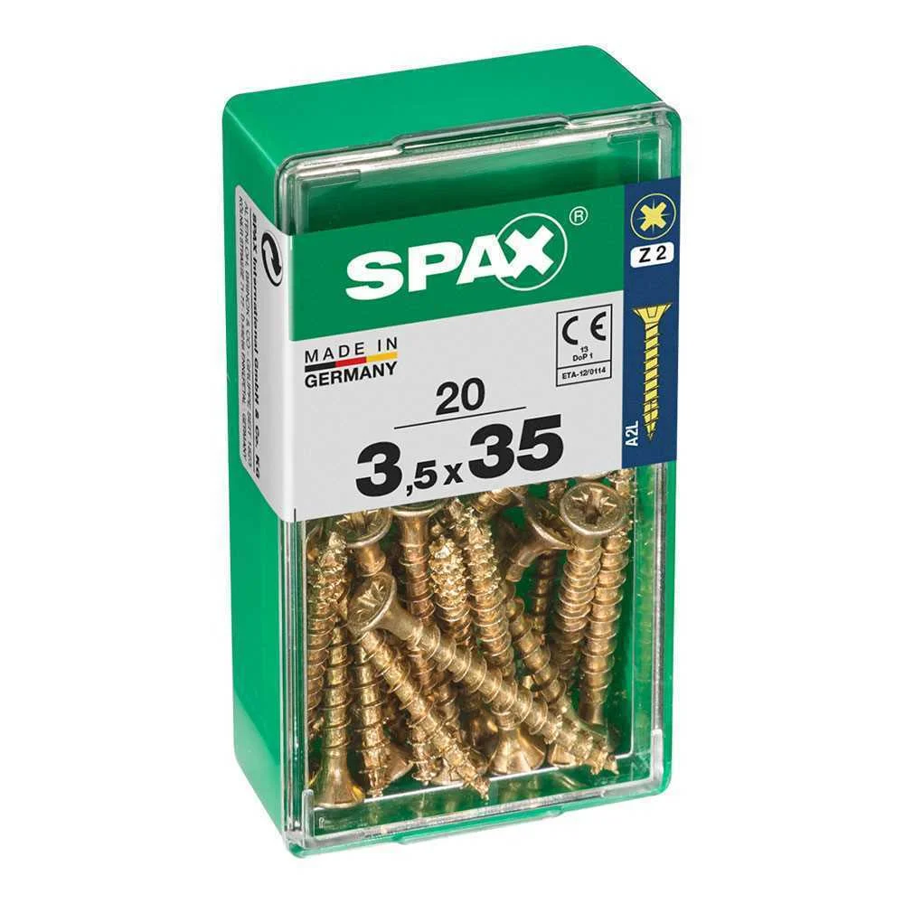Caixa 20 Unid. Parafuso Madeira Spax Cabeza Plana Yellox 3,5x35mm Spax