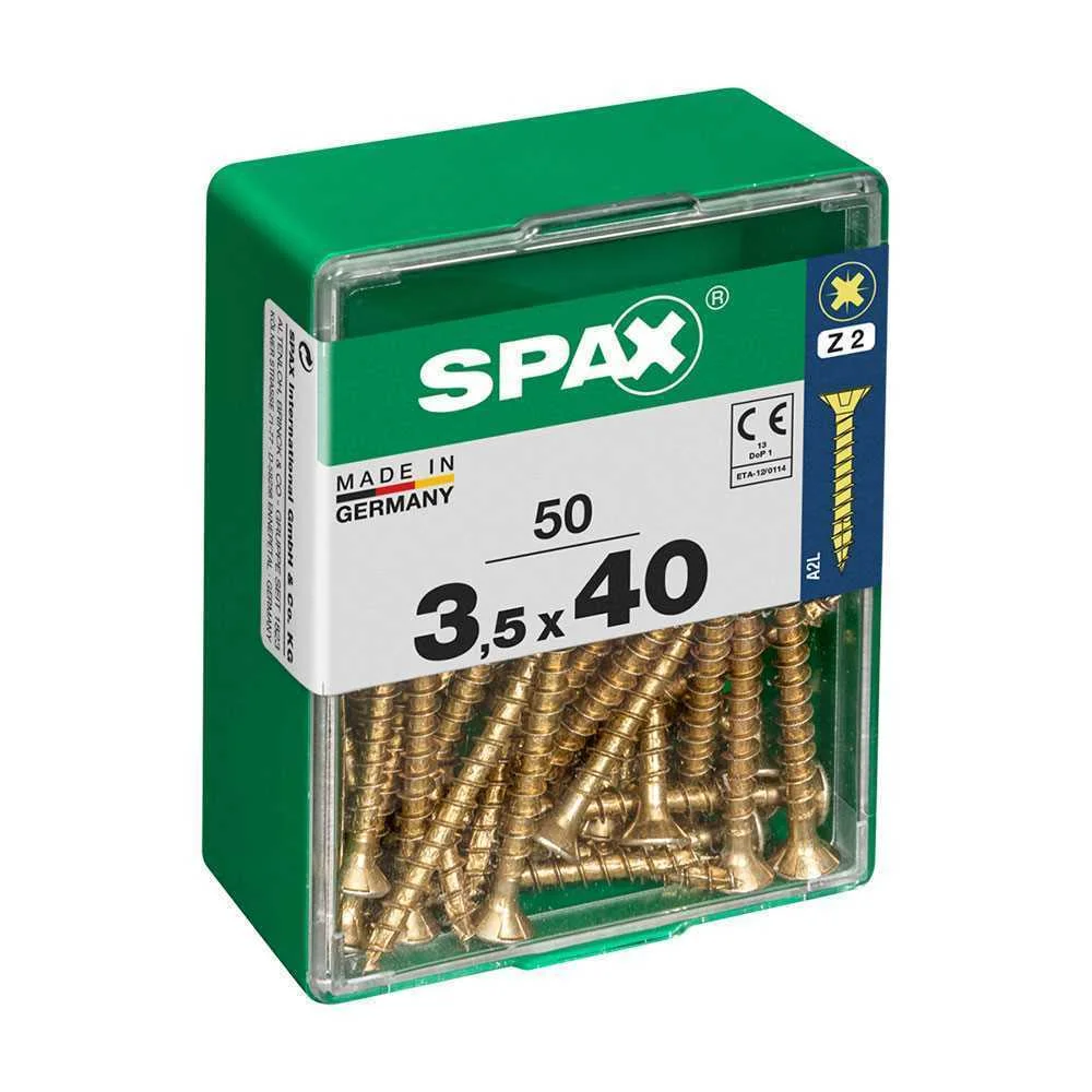 Caixa 50un Parafuso Madeira Spax Cab. Plana Yello.