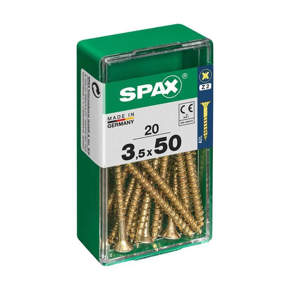 Caixa 20 Unid. Parafuso Madeira Spax Cabeza Plana Yellox 3,5x50mm Spax