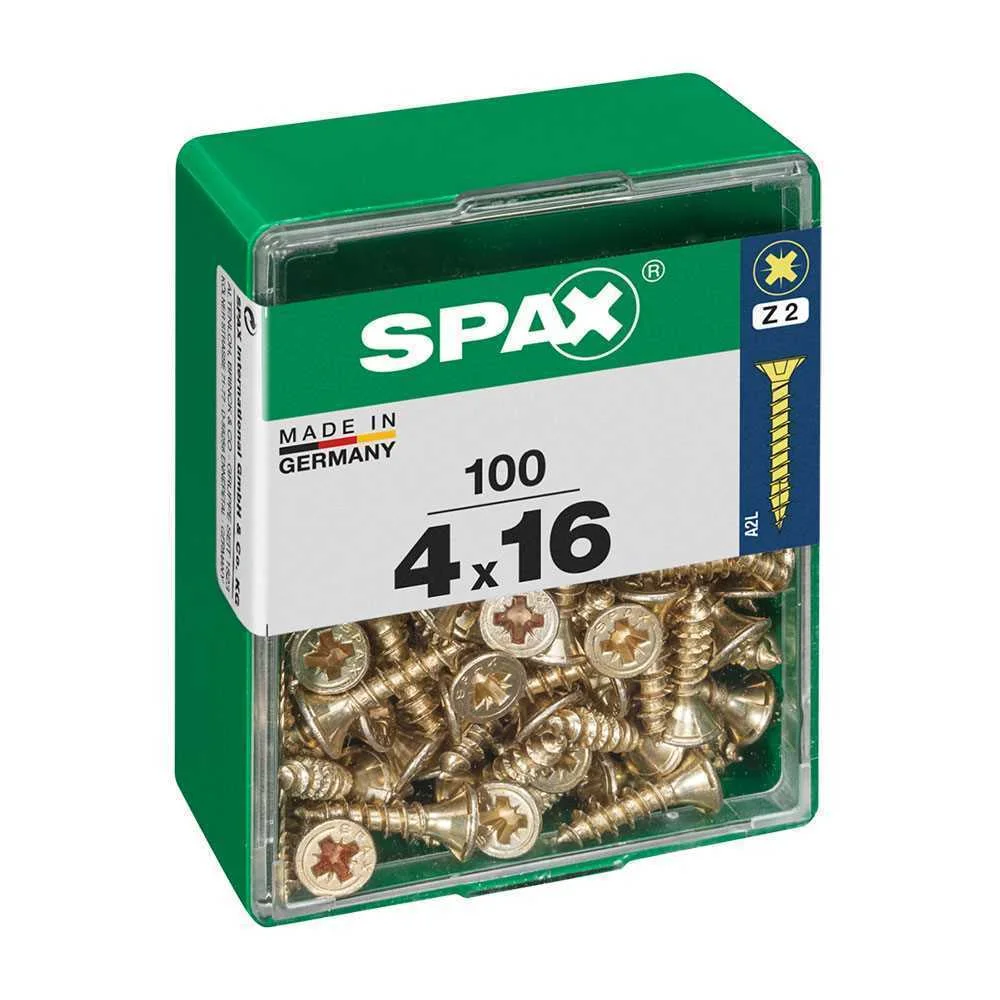Caixa 100 Unid. Parafuso Madeira Cabeza Plana Yellox 4,0x16mm Spax
