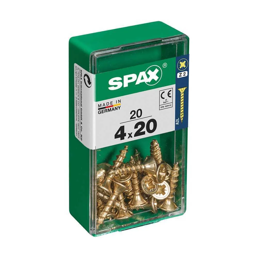 Caixa 20 Unid. Parafuso Madeira Cabeza Plana Yellox 4,0x20mm Spax