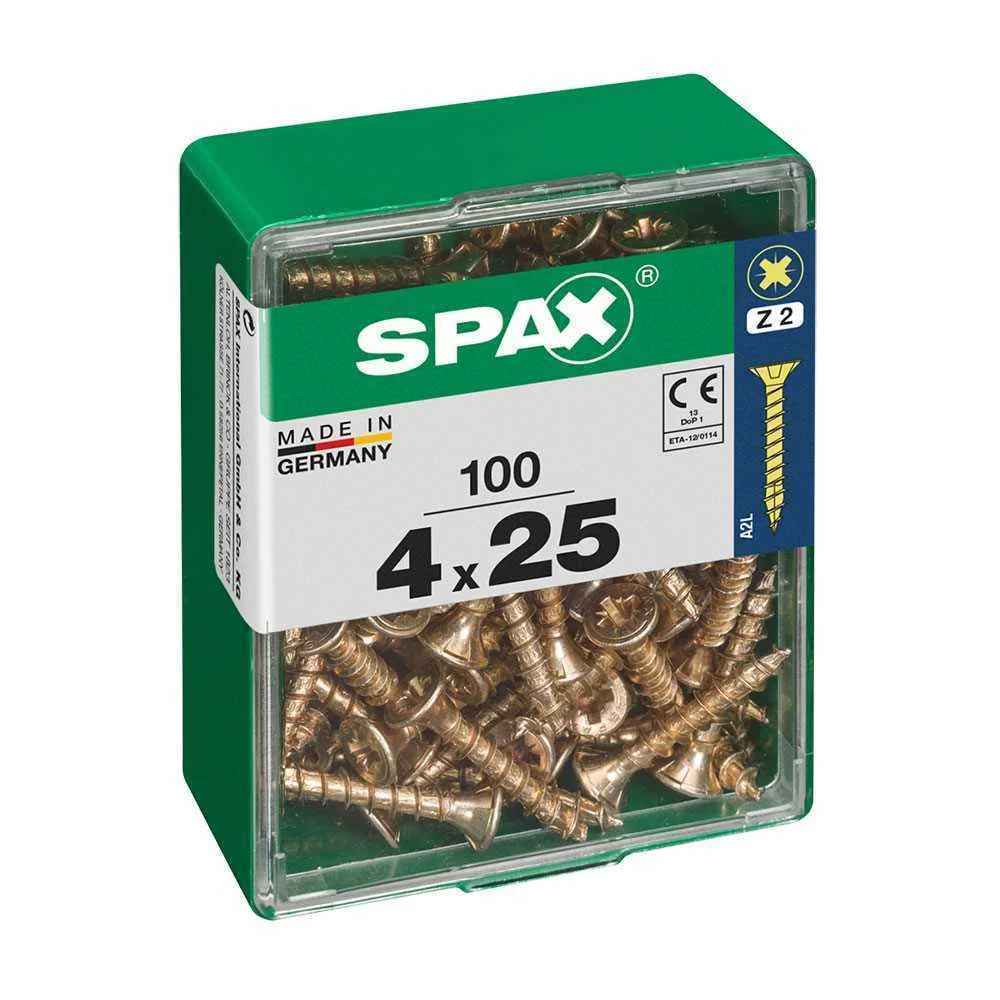 Caixa 100 Unid. Parafuso Madeira Cabeza Plana Yellox 4,0x25mm Spax