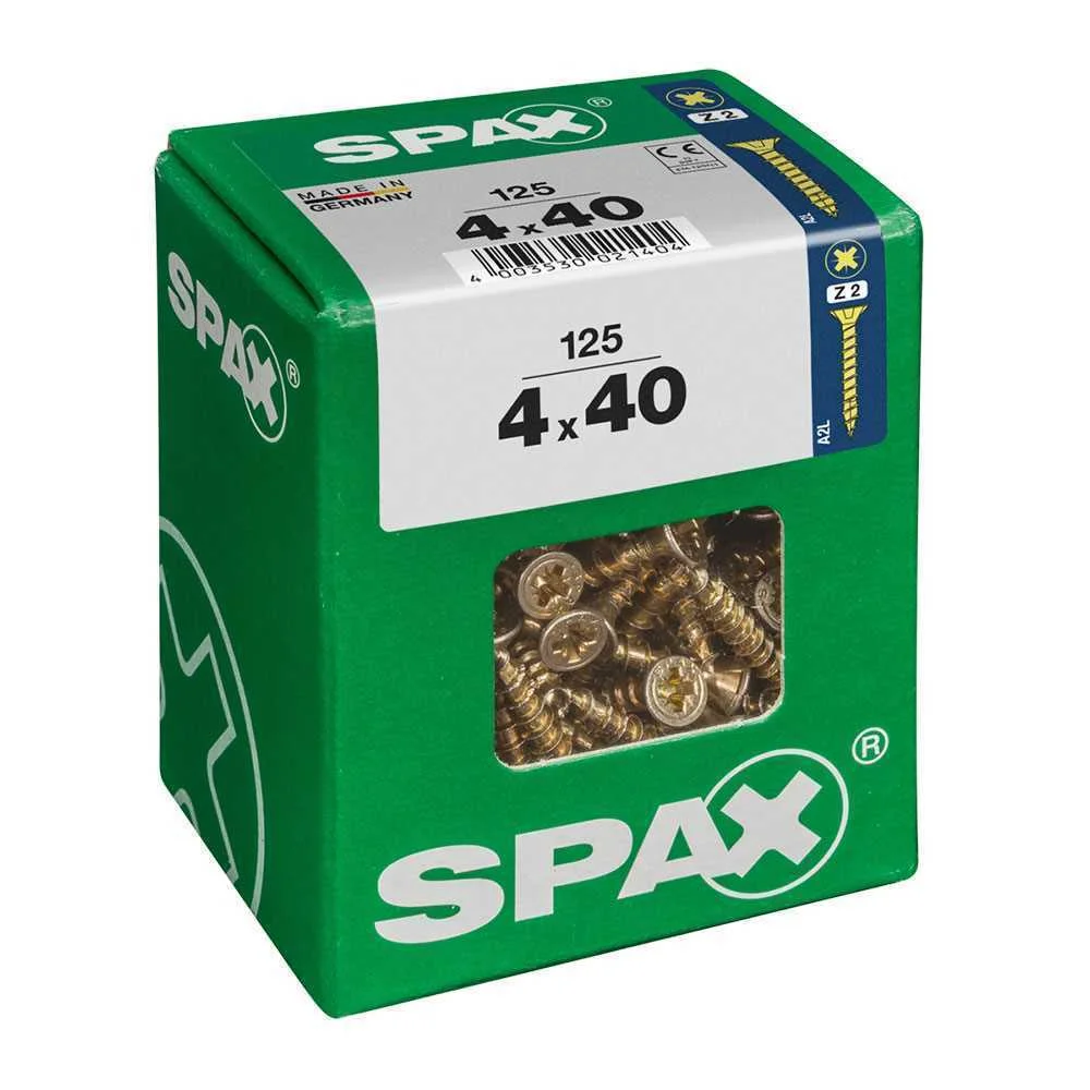 Caixa 125 Unid. Parafuso Madeira Cabeza Plana Yellox 4,0x40mm Spax