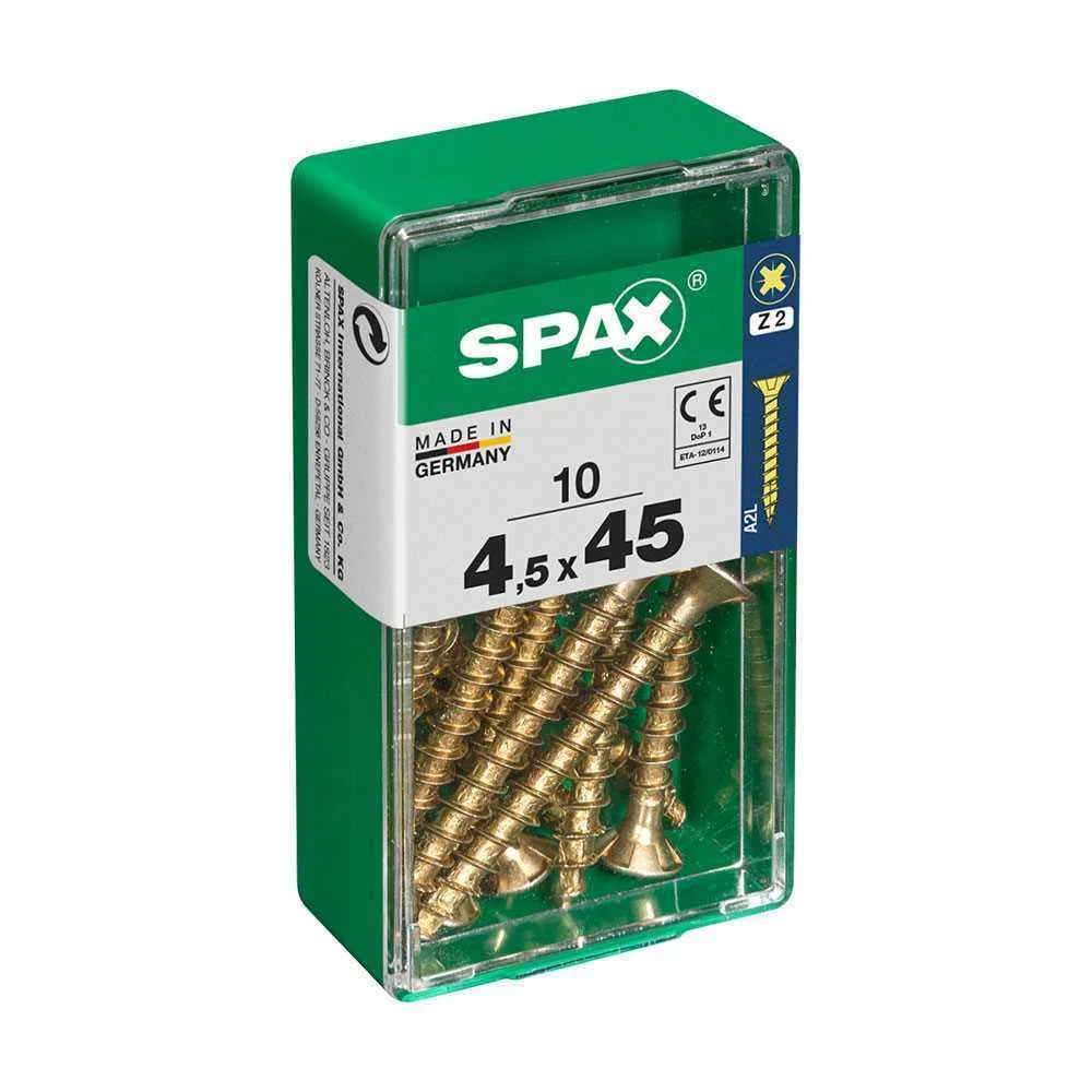 Caixa 10 Unid. Parafuso Madeira Cabeza Plana Yellox 4,5x45mm Spax
