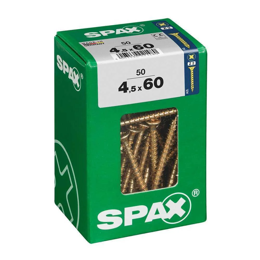 Caixa 50un Parafuso Madeira Spax Cab. Plana Yello.
