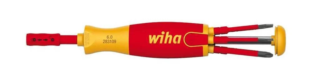 Wiha Screwdriver With Bit Magazine Liftup Electric Slotted, Phillips With 6 Slimbits (38610)