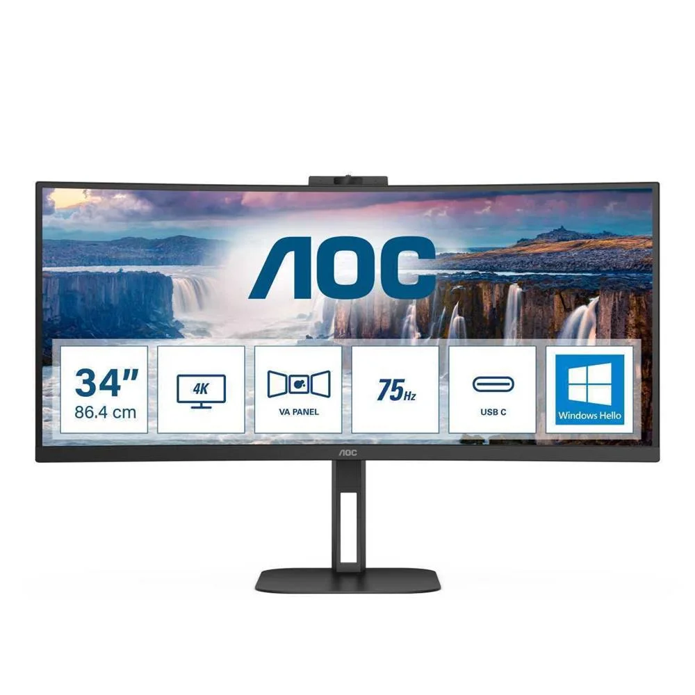 Aoc Monitor Va 34" 21:9 Wqhd Hdmi Dp Usb-C Coluna.