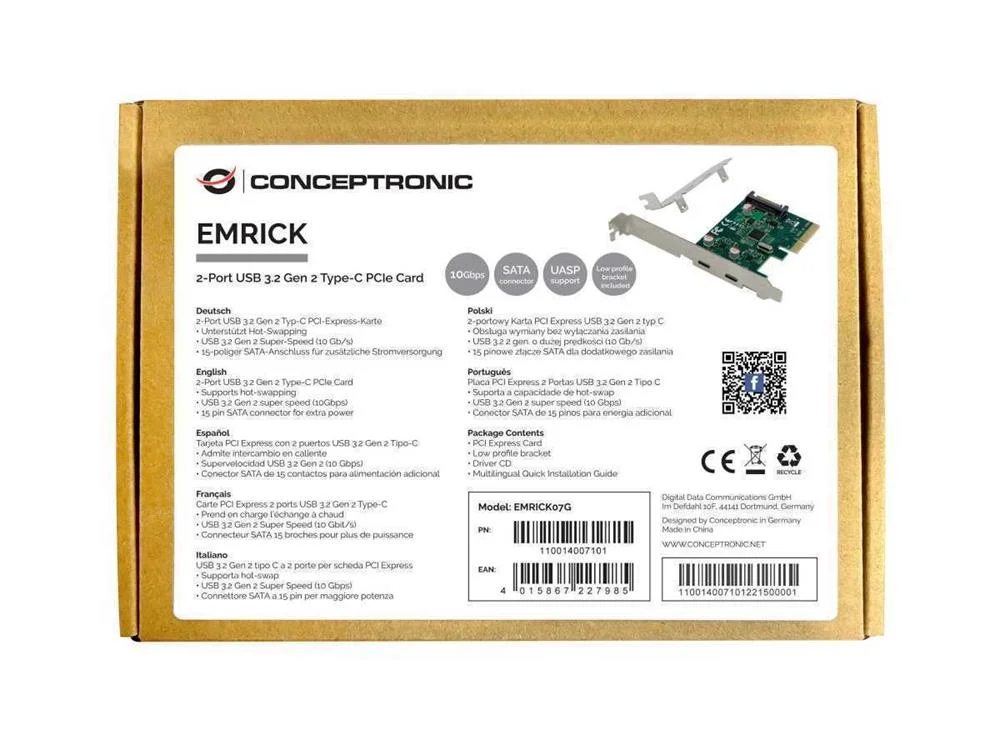 Emrick 2-Port Usb 3.2 Gen 2 Type-C Pcie Card