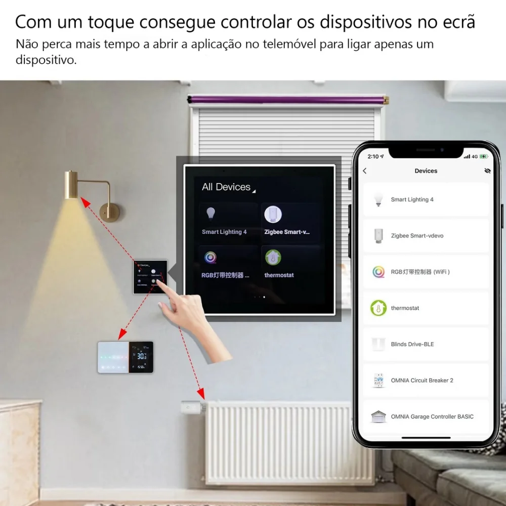Painel de controlo Tuya com ecr&atilde; t&aacute;til 4''