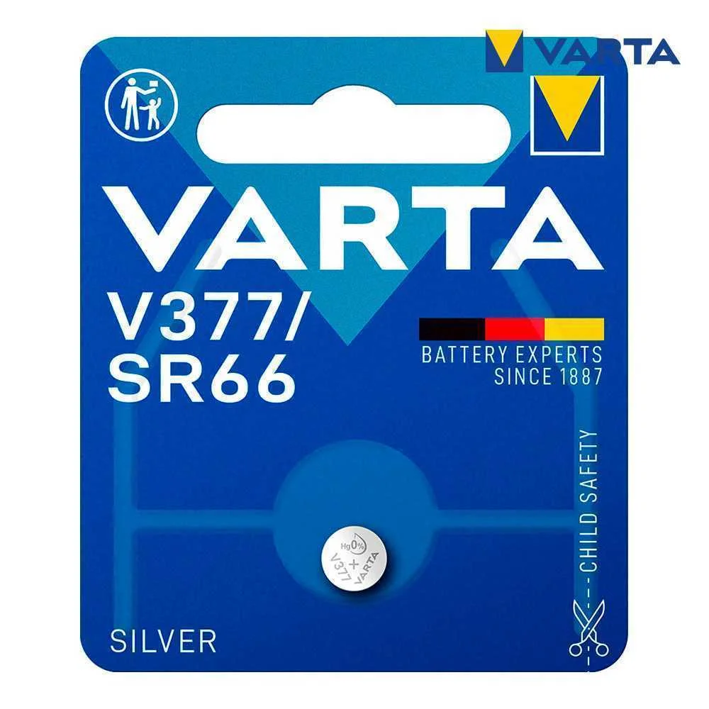 Micro Pilha de Bot&atilde;o Varta Silver Sr66 - V377 1,55v (Bl&iacute;ster 1 Unid.) &Oslash;6,8x2,5mm