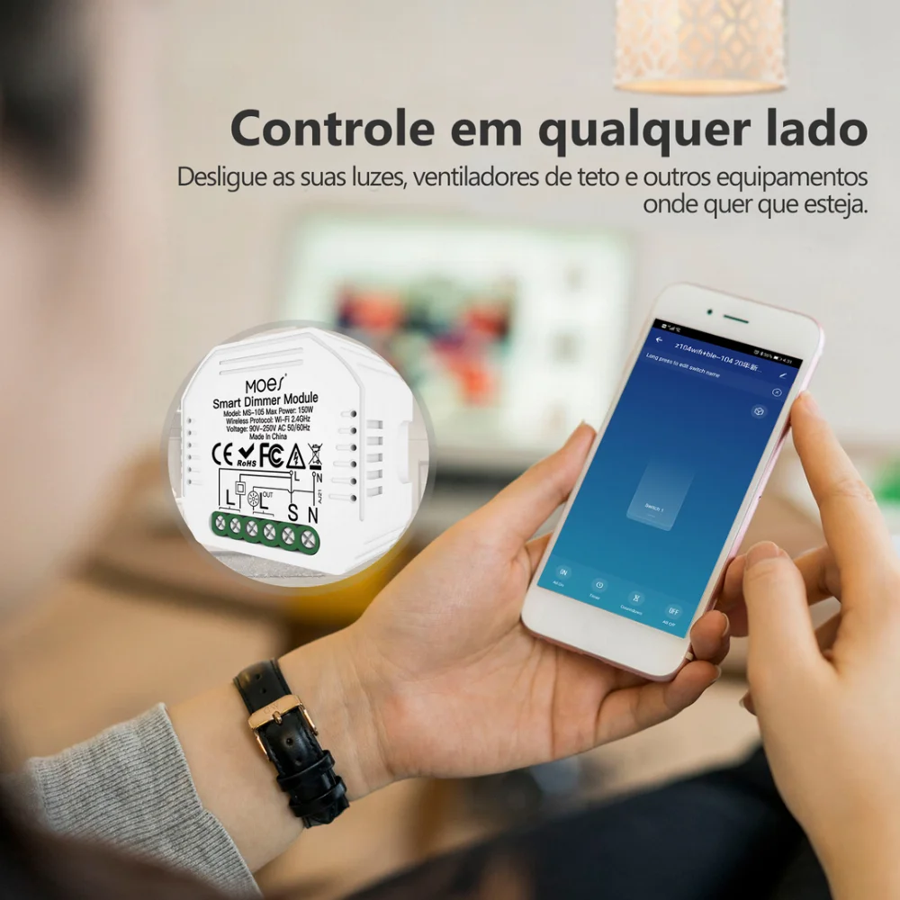 M&oacute;dulo Dimmer 1 Canal Wi-Fi + Rf433