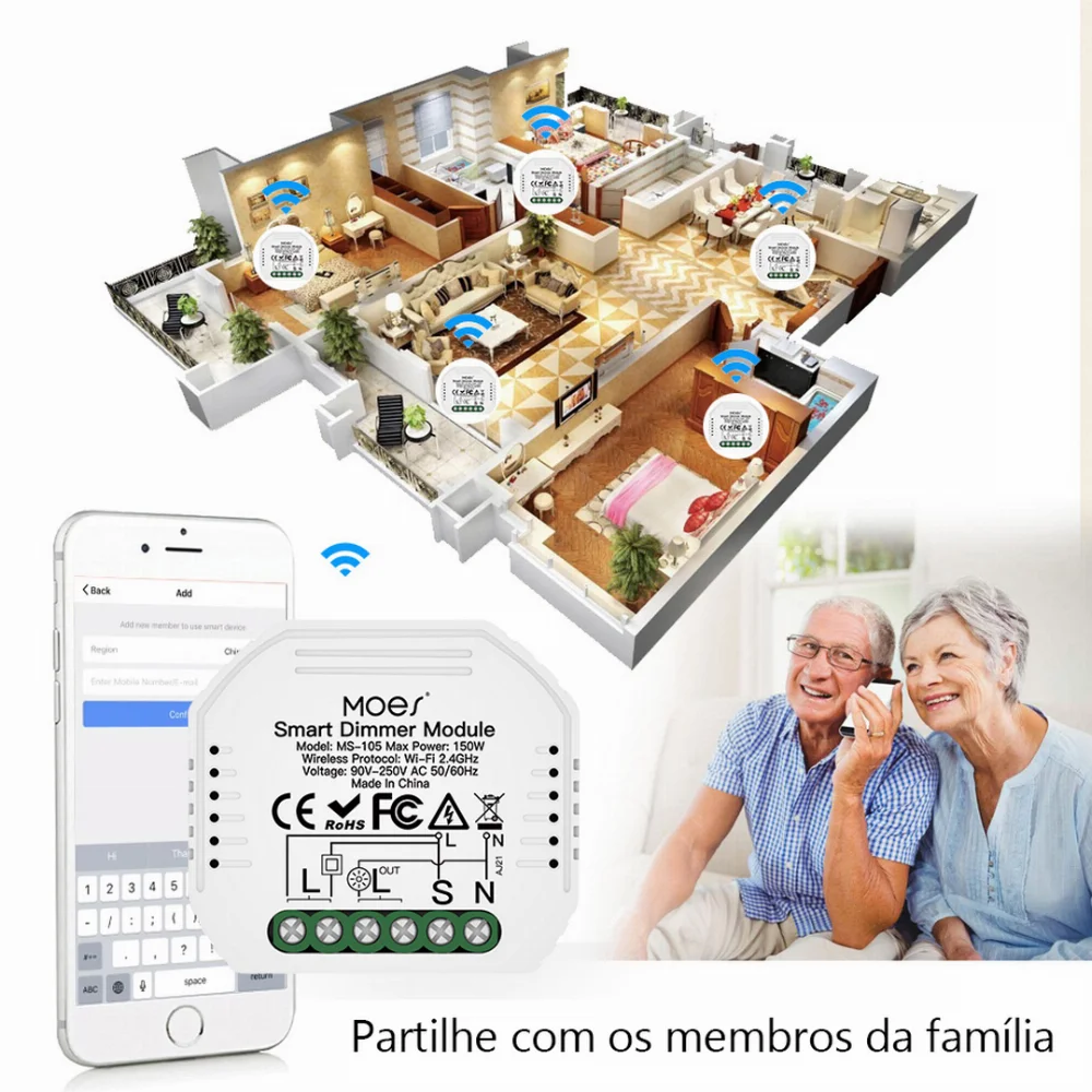 M&oacute;dulo Dimmer 1 Canal Wi-Fi + Rf433