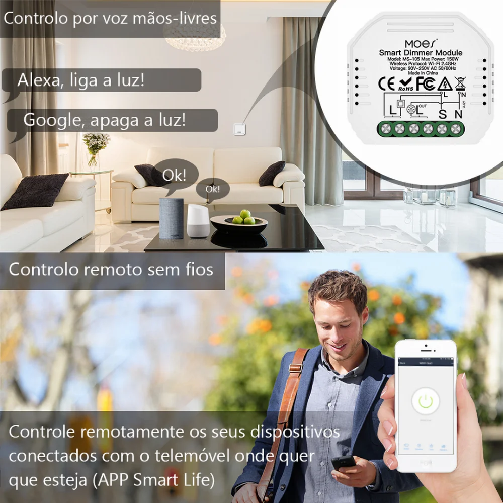 M&oacute;dulo Dimmer 1 Canal Wi-Fi + Rf433