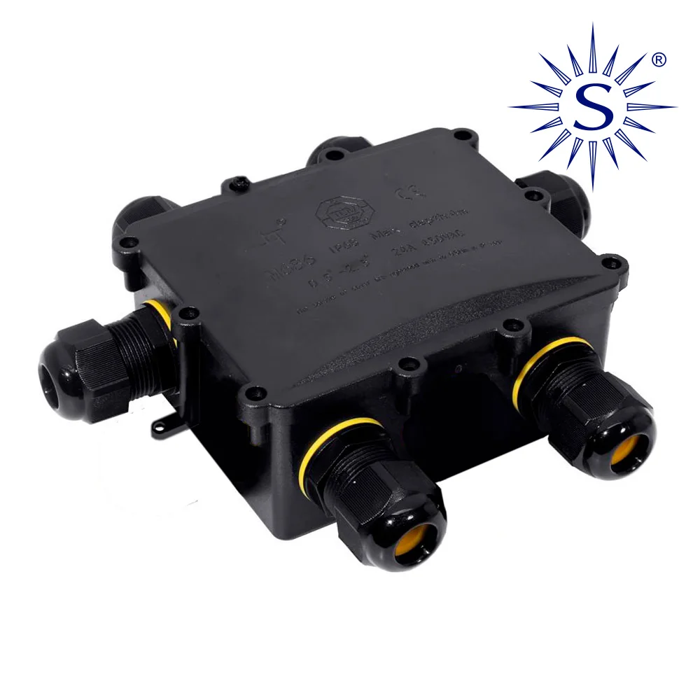 Caixa de Conex&atilde;o para Lumin&aacute;rias para Exterior Estanque com 6 Ligadores Ip68 13,5x11,5x4,7cm Black S
