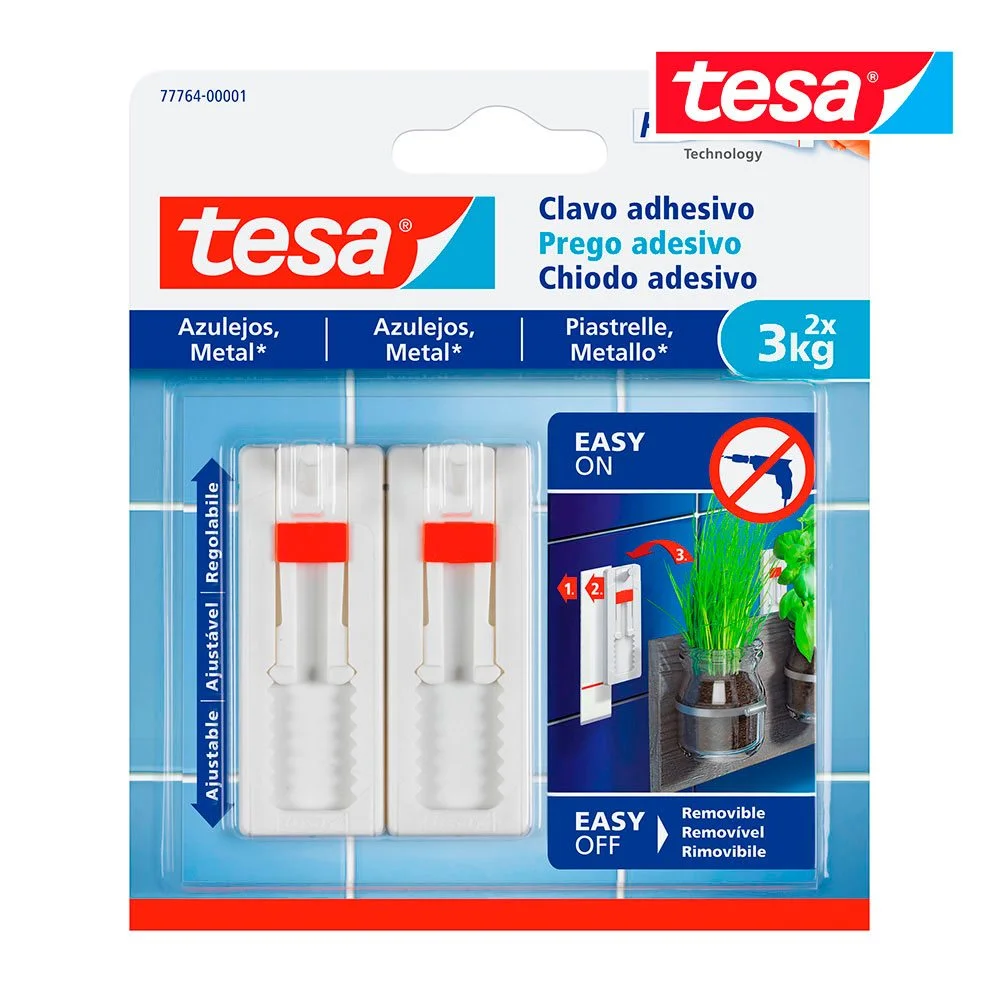 Tesa Clavo Adhesivo Ajustable Hasta 3kg Para Azule