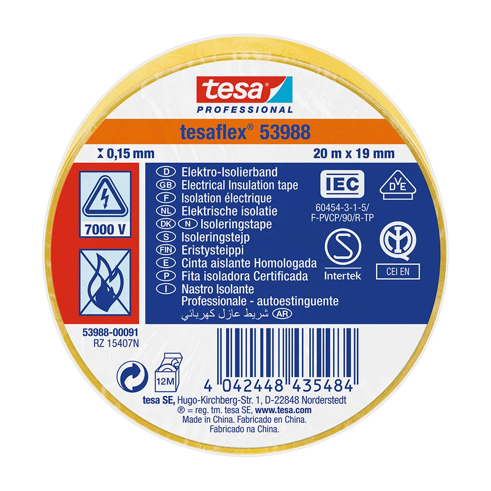 Fita Isolante Homologada Amarela 20m X 19mm 53988.