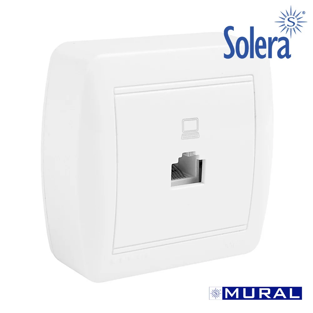 Tomada de Telefone Rj45 Cat 5e 74x72x28mms. Mural.
