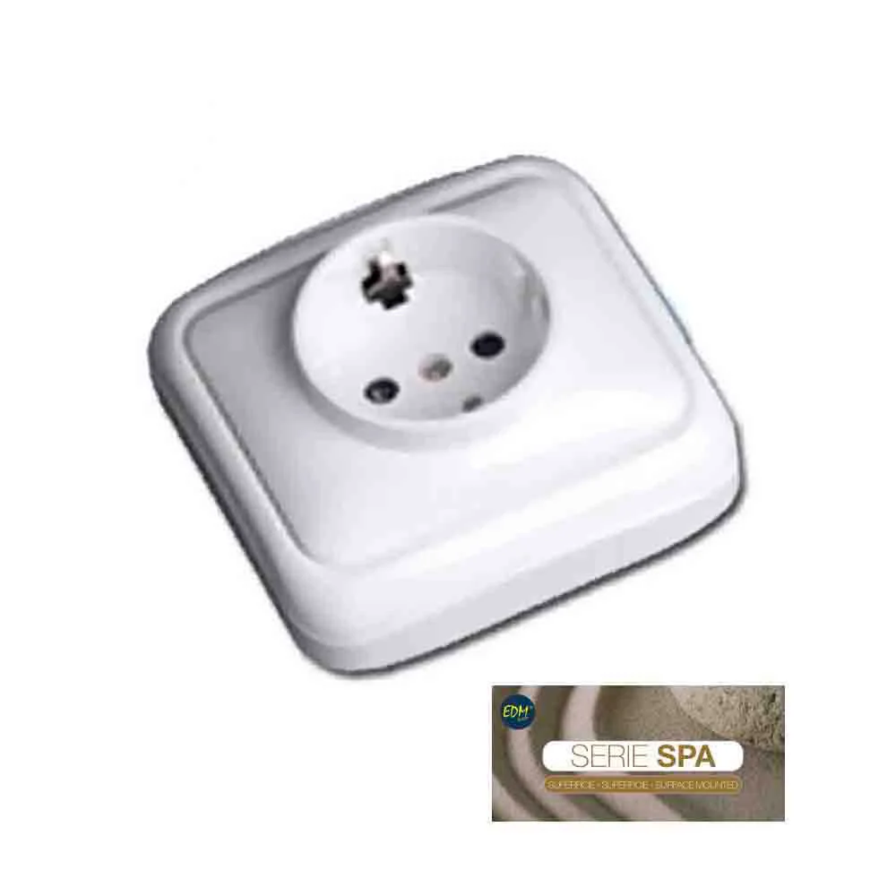 Tomada Shuko T/Tl Superficie Serie Spa Blister