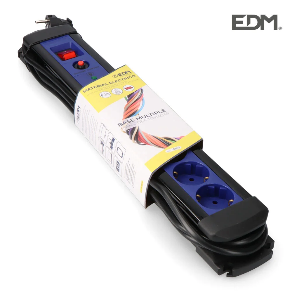 Bloco 6 Tomadas com Protetor + Interruptor  3 Mts