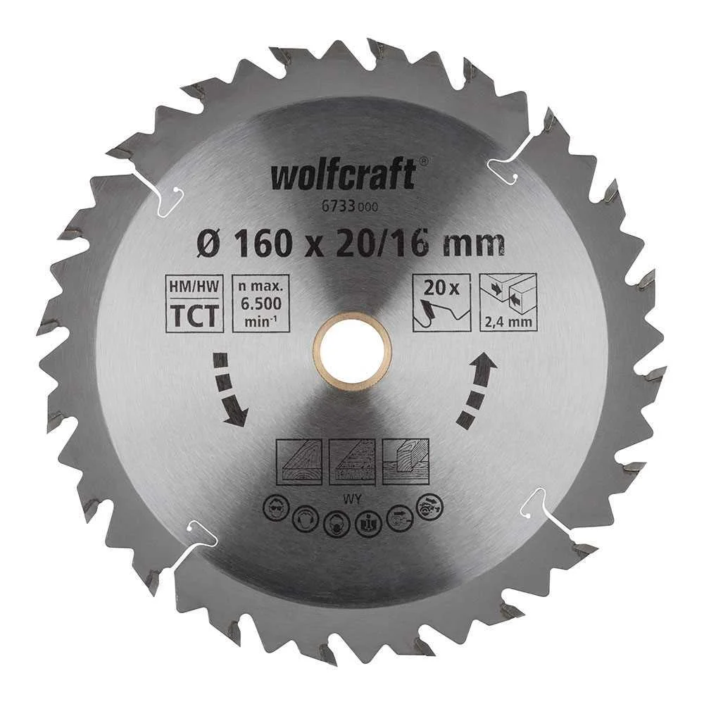 Disco de Serra Circular Ct, 20 Dentes &Oslash;160mm 6733000 Wolfcraft