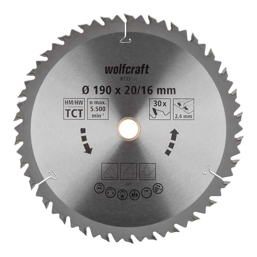Disco de Serra Circular Ct, 30 Dentes &Oslash;190mm 6735000 Wolfcraft
