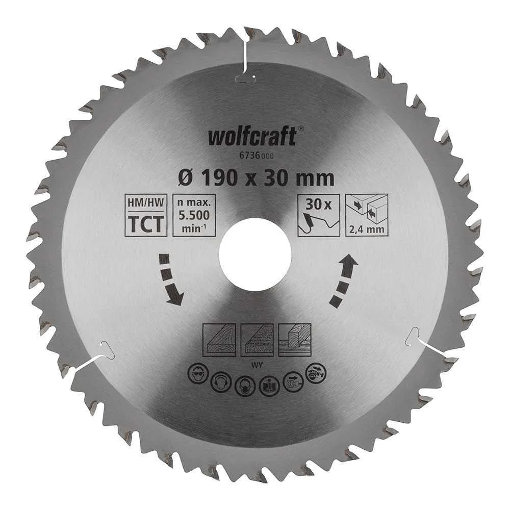 Disco de Serra Circular Manual Ct, 30 Dentes &Oslash;190mm 6736000 Wolfcraft