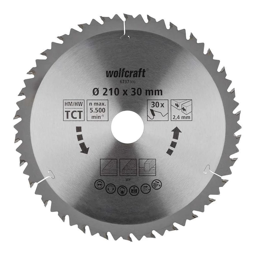 Disco de Serra Circular Manual Ct,30 Dentes &Oslash;210mm 6737000 Wolfcraft