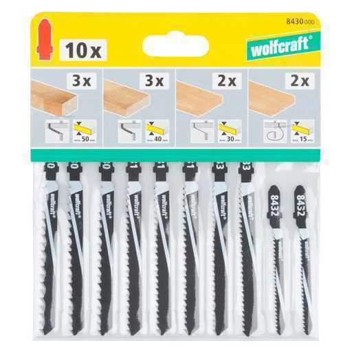 Conjunto de L&acirc;minas de Serra Tico-Tico de 10 Pe&ccedil;as, Haste T 8430000 Wolfcraft